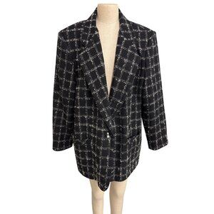 Vintage Alfred Dunner Womens Wool Blazer 42/22W Black & White Checkered